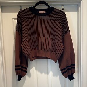 Philosophy Brown and Black Stripped Patterned Sweater